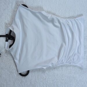 505-Aqua White‎ High-Neck Tank Top